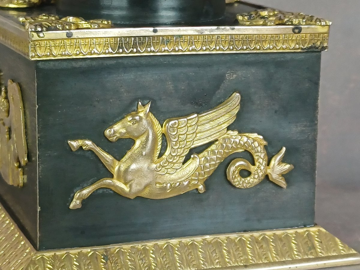 Encrier d'époque Empire bronze doré-photo-2