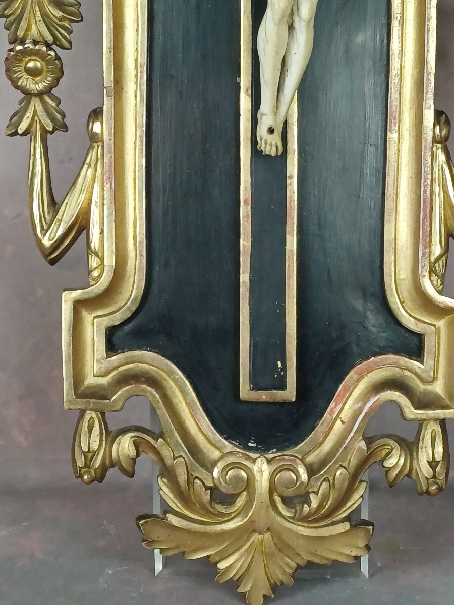 Christ In Ivory, Gilded Wood Frame, 19th Century -photo-2