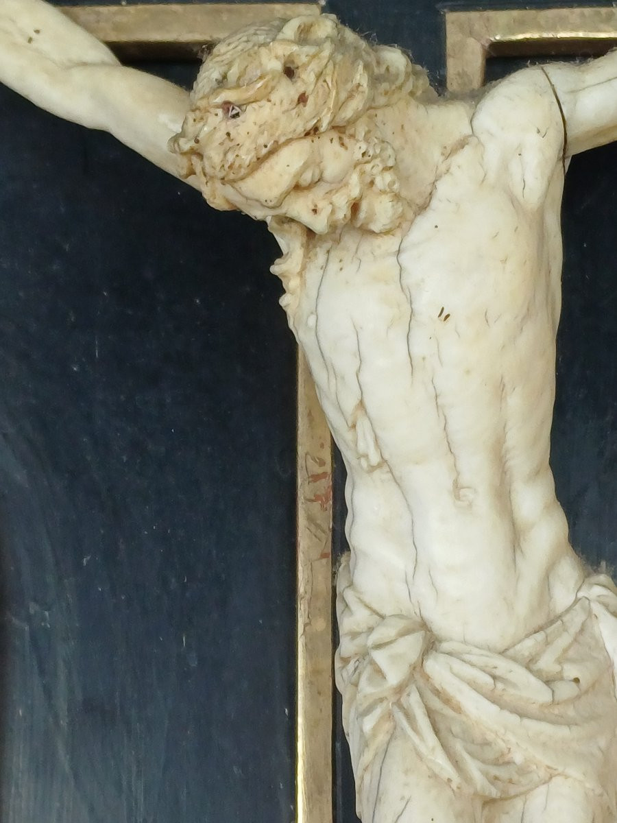 Christ In Ivory, Gilded Wood Frame, 19th Century -photo-1