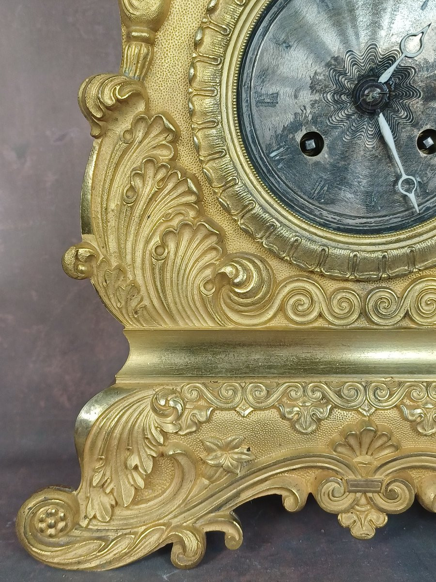 Gilded Bronze Clock Decorated With A Young Girl With A Rose -photo-3