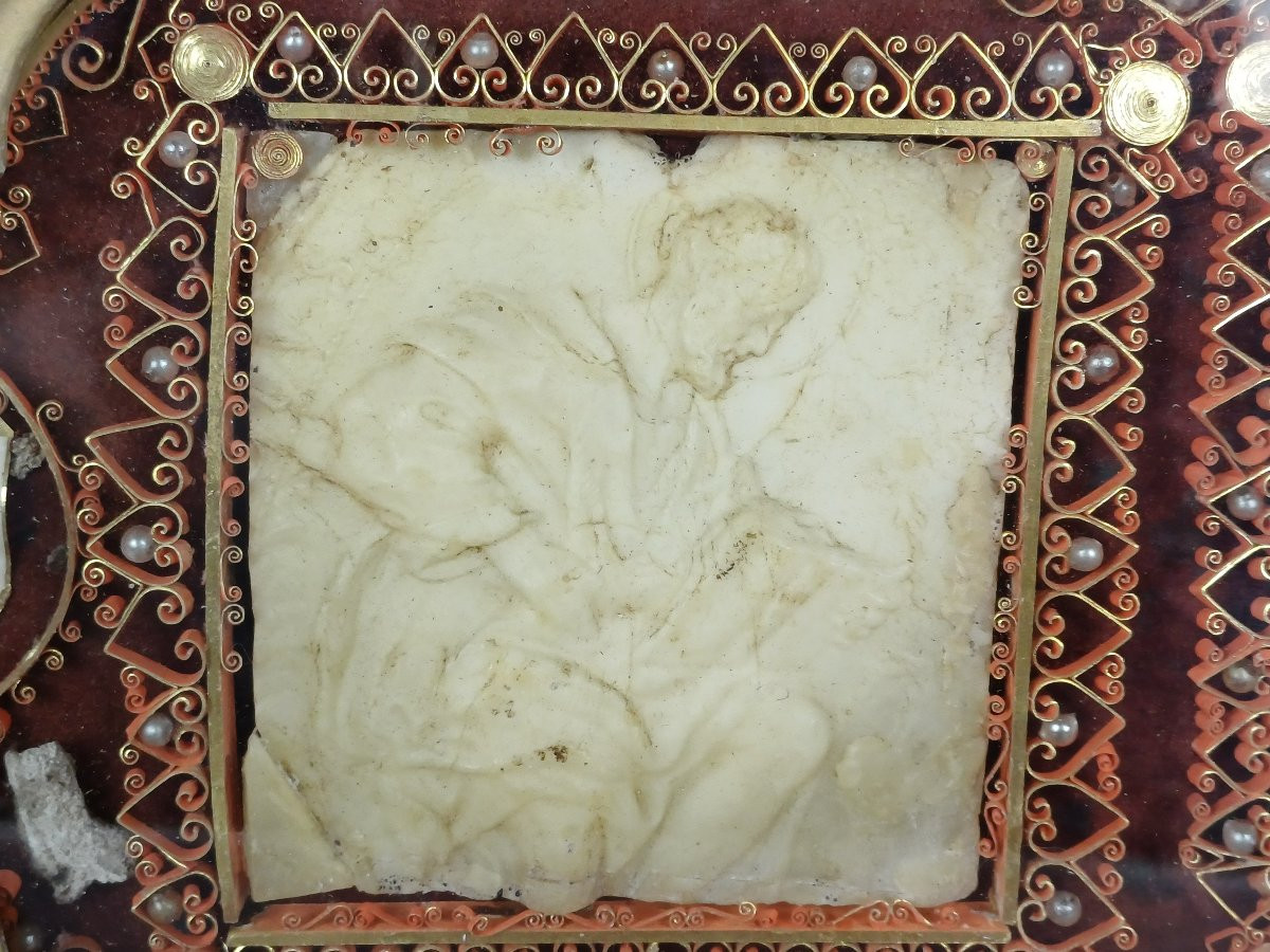 18th Century Reliquary, Rolled Papers, Martyrs And Agnus Dei-photo-4