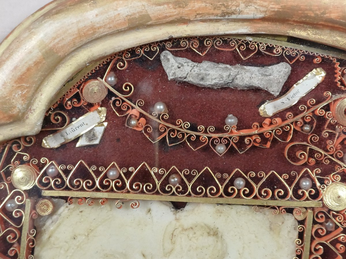 18th Century Reliquary, Rolled Papers, Martyrs And Agnus Dei-photo-5