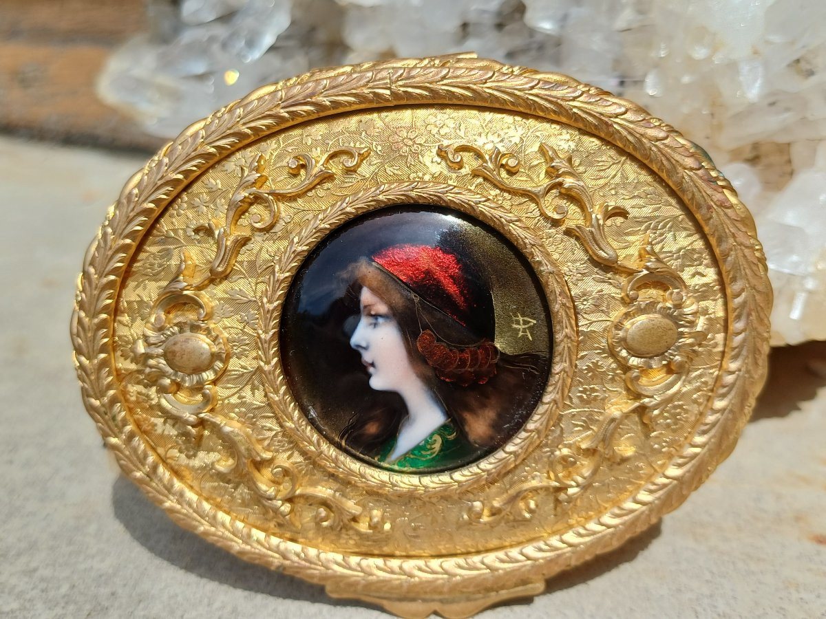 Boite bronze doré et émaux de Limoges-photo-3