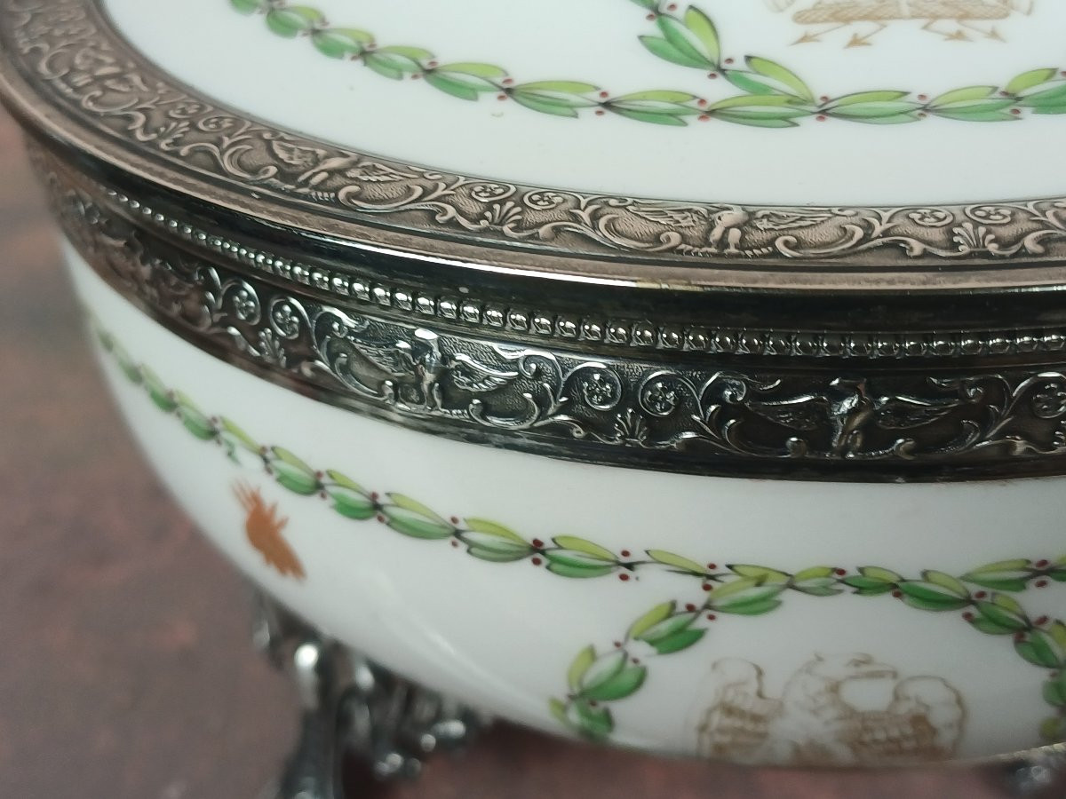 Porcelain And Sterling Silver Broth Bowl With Napoleon Empire Decor -photo-4