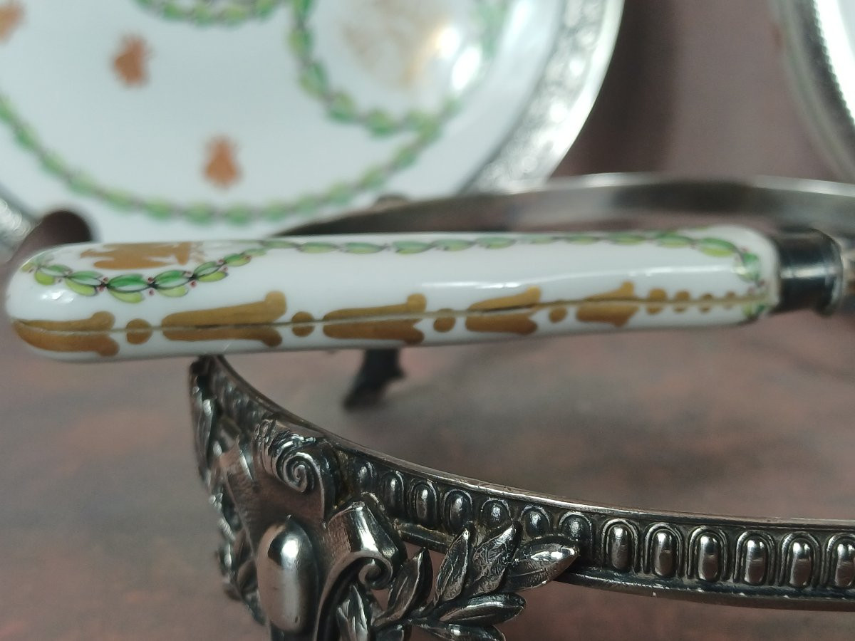 Porcelain And Sterling Silver Broth Bowl With Napoleon Empire Decor -photo-2