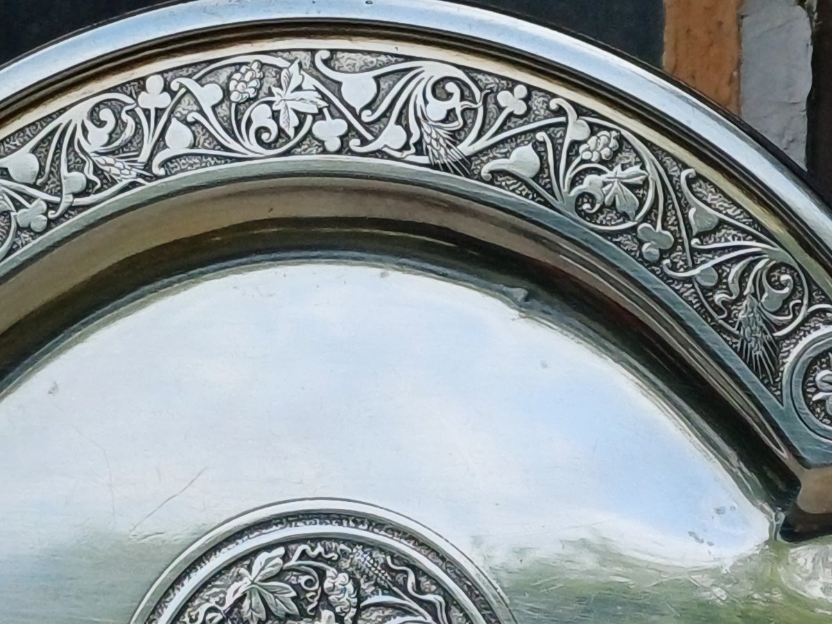 Plateau plat pour burettes d'église argent massif-photo-1