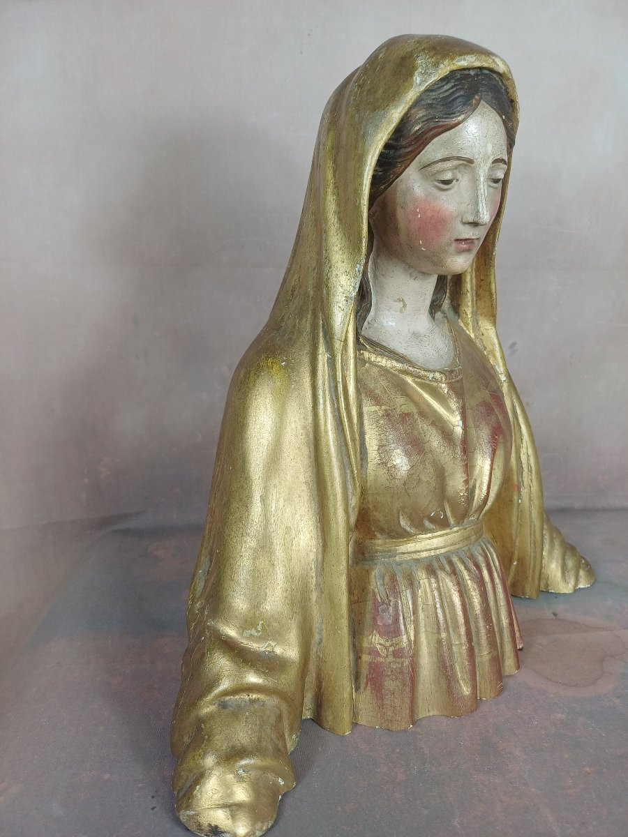 Buste Vierge Marie doré-photo-2
