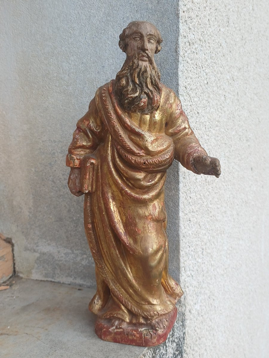 statue St Pierre bois doré 18ème-photo-4