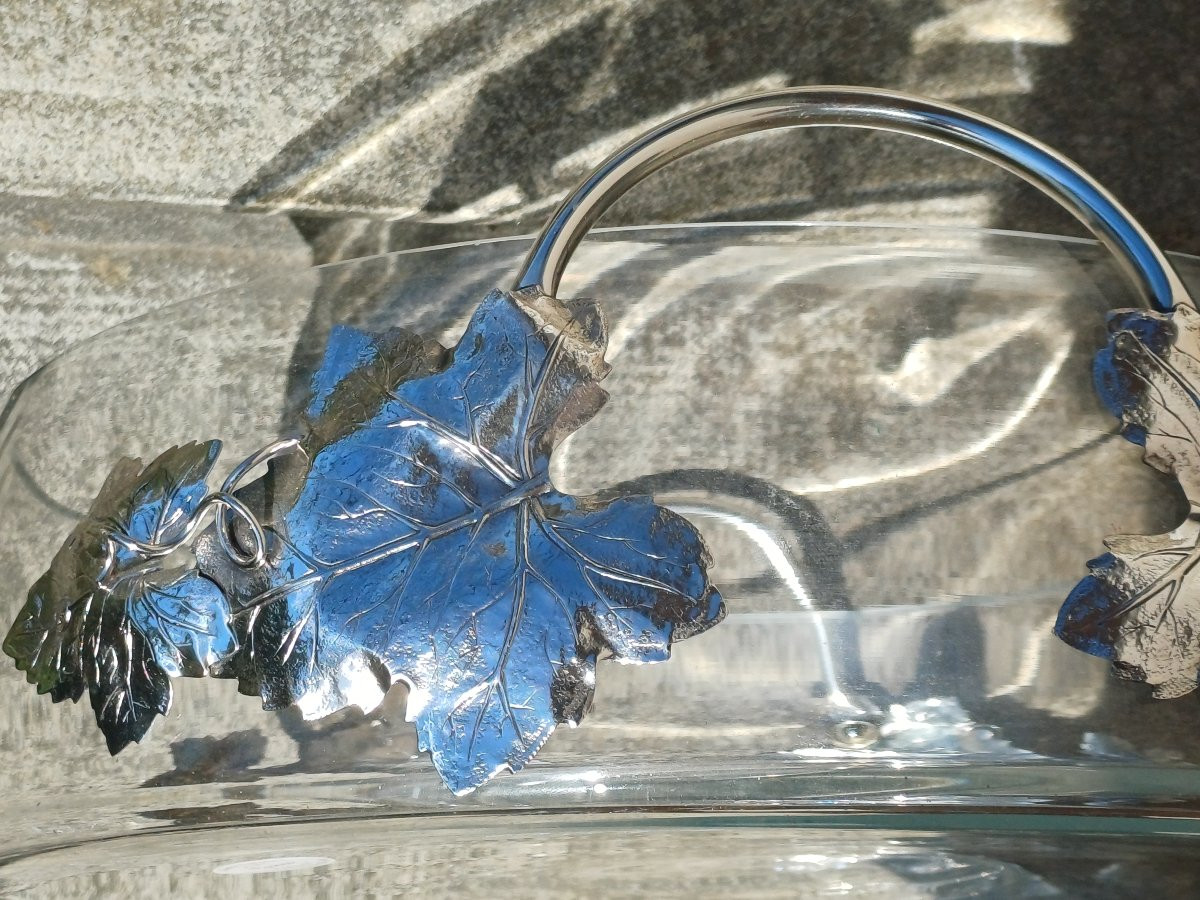 Coupe à fruits centre de table argent massif et verre Maria Cristina Sterling-photo-4