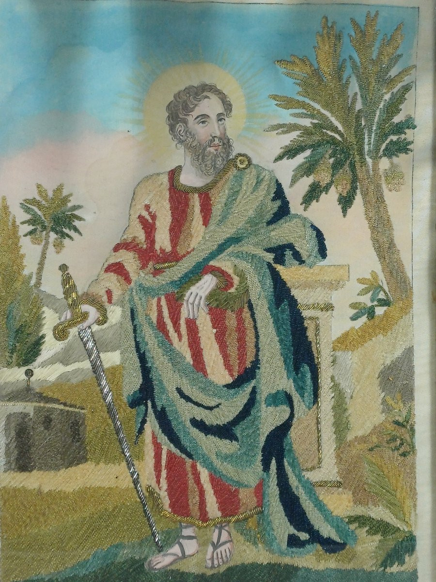 St Paul Silk And Gold Embroidery Tapestry -photo-3