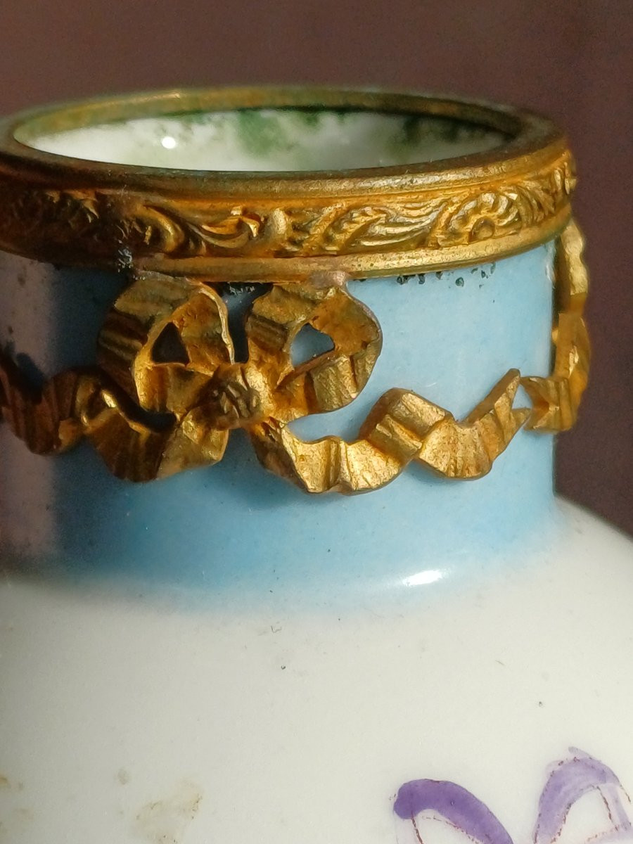 Pair Of Sèvres Style Porcelain Vases With Bronze Mounts-photo-2