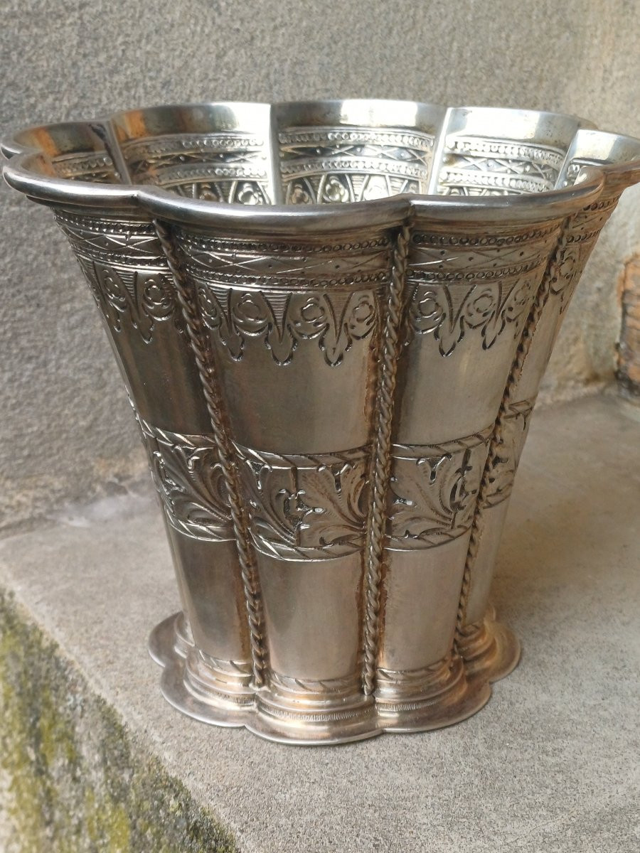 Grande Timbale argent massif orfévre Heimburger Danemark-photo-3