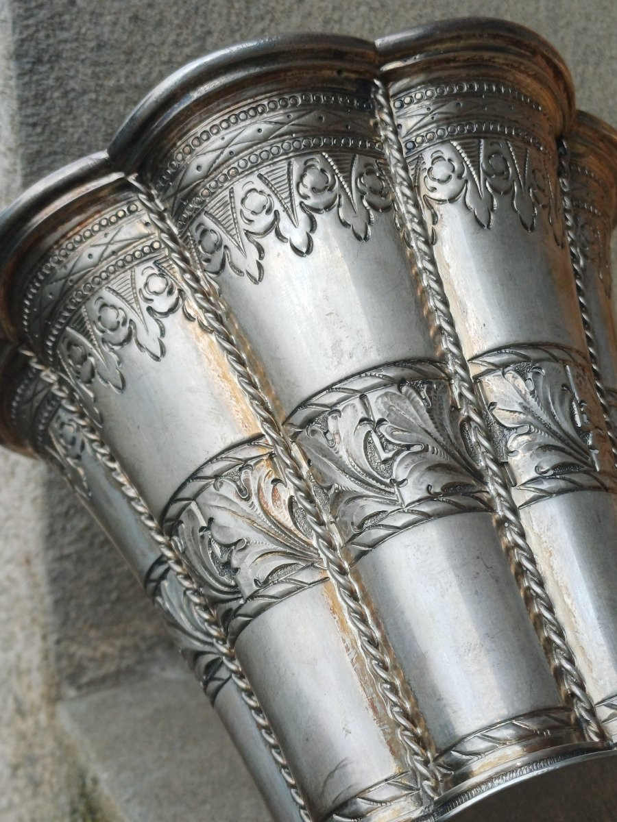 Grande Timbale argent massif orfévre Heimburger Danemark-photo-4