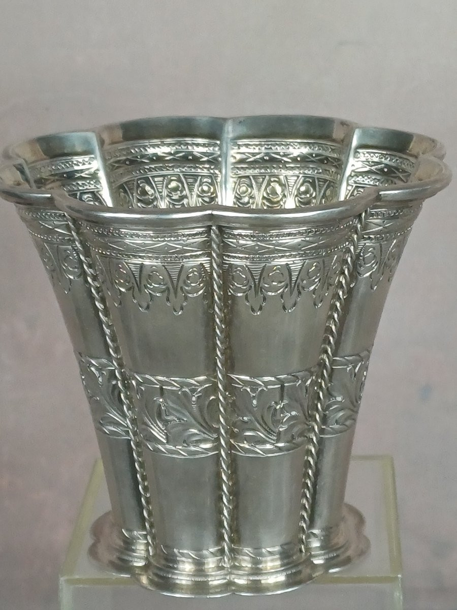 Grande Timbale argent massif orfévre Heimburger Danemark-photo-1