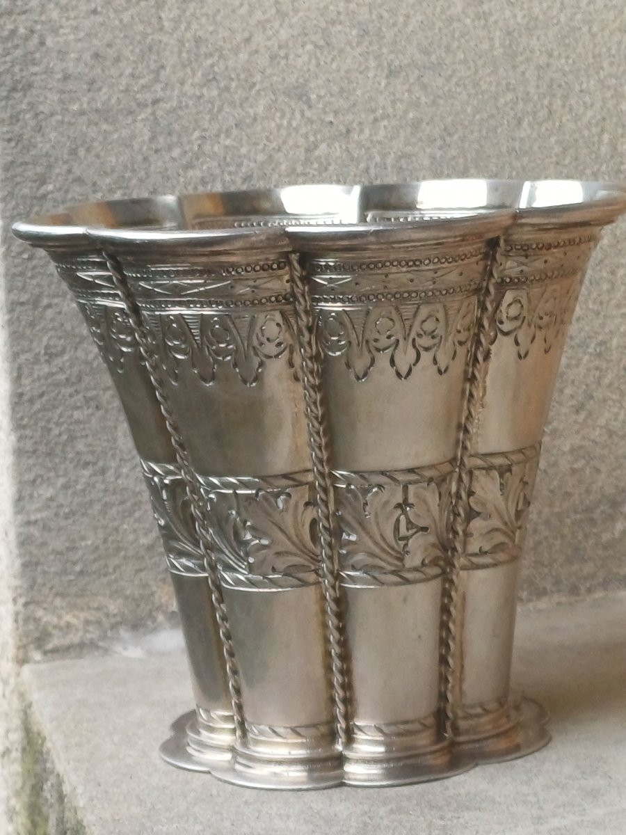 Grande Timbale argent massif orfévre Heimburger Danemark-photo-4