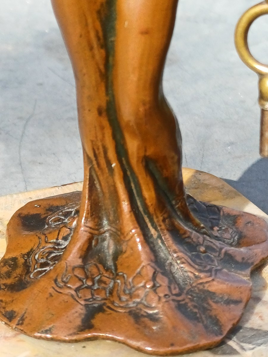 Pendule horloge de table art nouveau femme bronze porte montre-photo-1