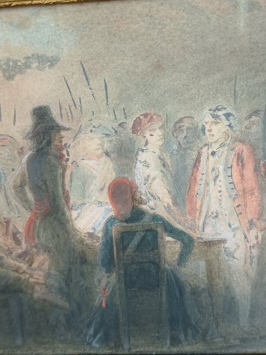 Esquisse R&eacute;union de soldats r&eacute;volutionnaires et responsables portant bonnet phrygien-photo-2