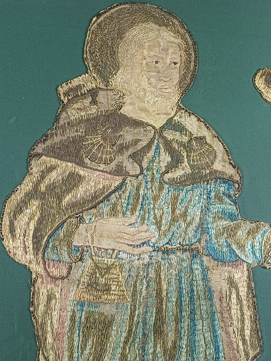 orfroi broderie St Jacques de Compostelle 17éme peinture à l'aiguille tapisserie-photo-4