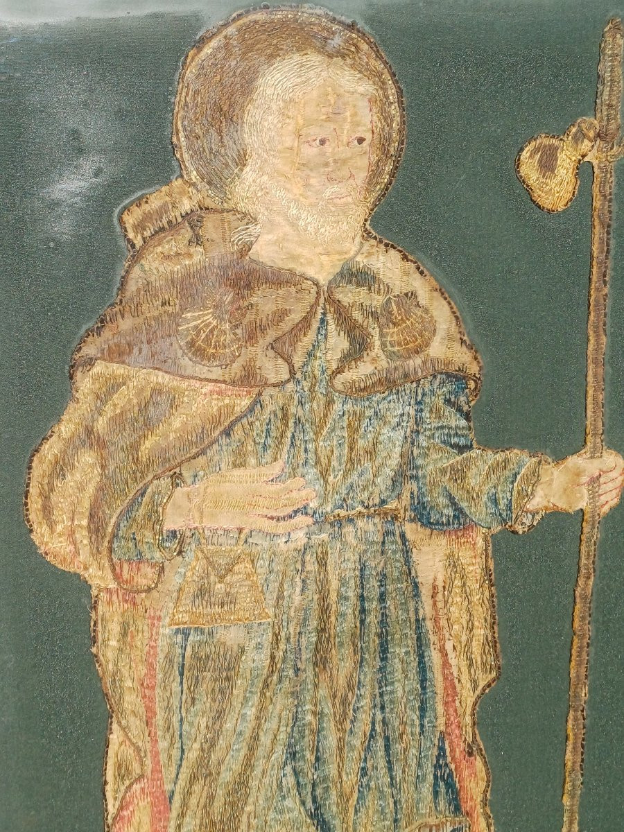orfroi broderie St Jacques de Compostelle 17éme peinture à l'aiguille tapisserie-photo-5