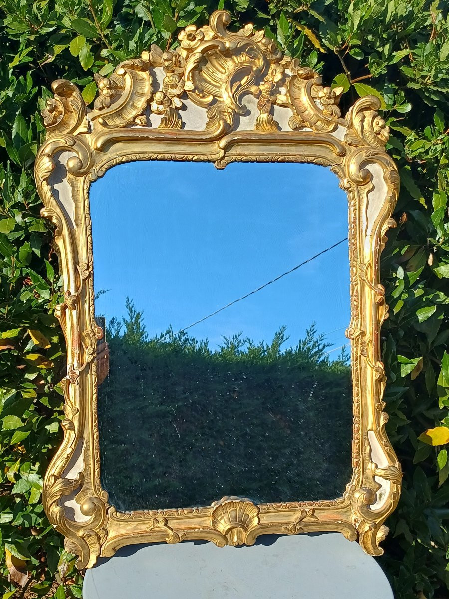 Glace miroir bois doré style Louis XV -photo-2