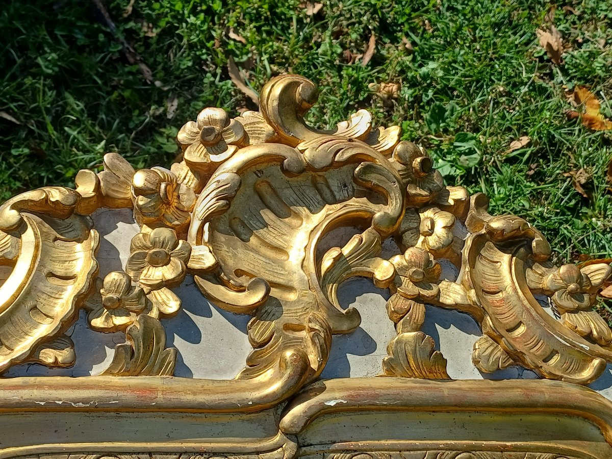 Glace miroir bois doré style Louis XV -photo-4