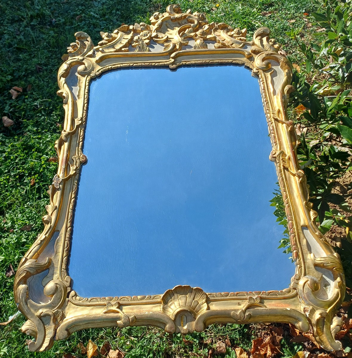 Glace miroir bois doré style Louis XV 