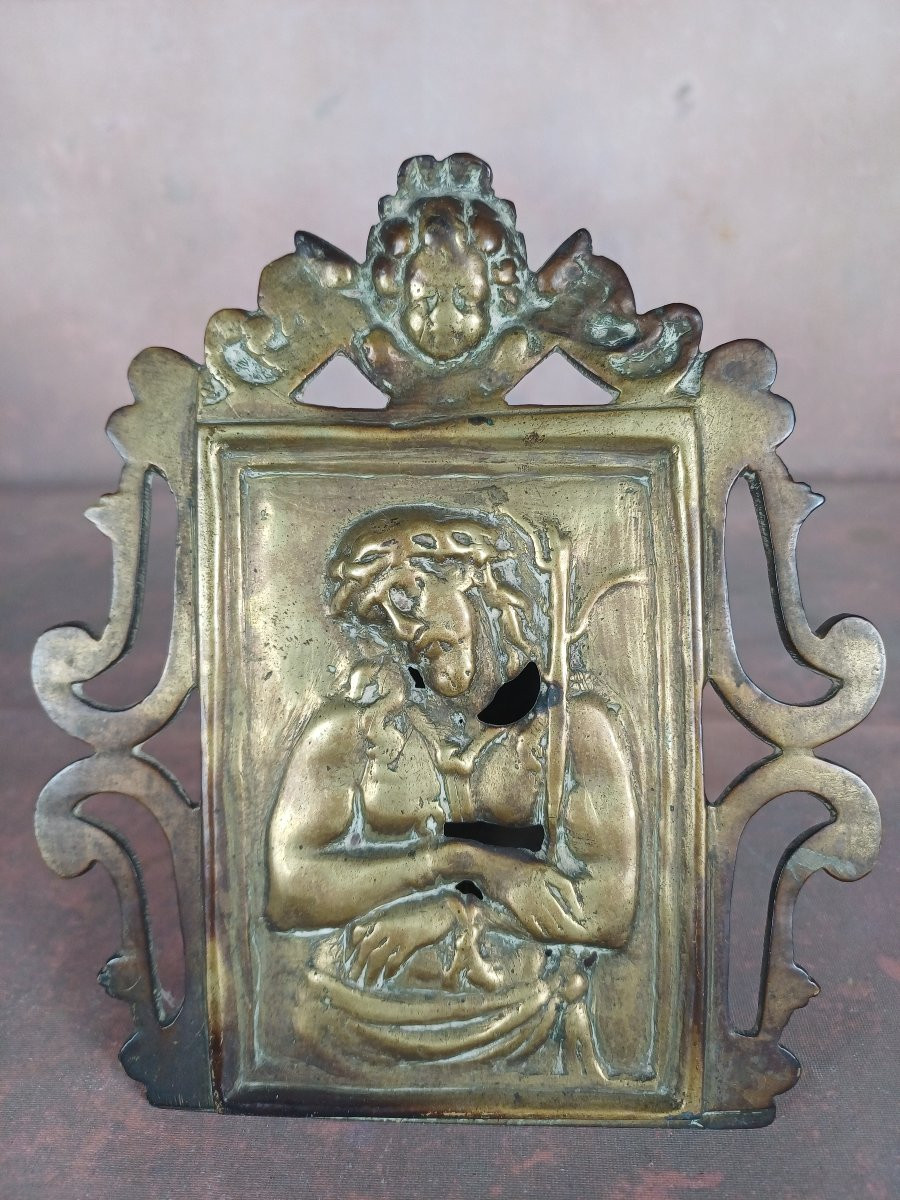 Plaque Depicting The Kiss Of Peace, Christ Subjected To Insults, Bronze, 18th Century-photo-1