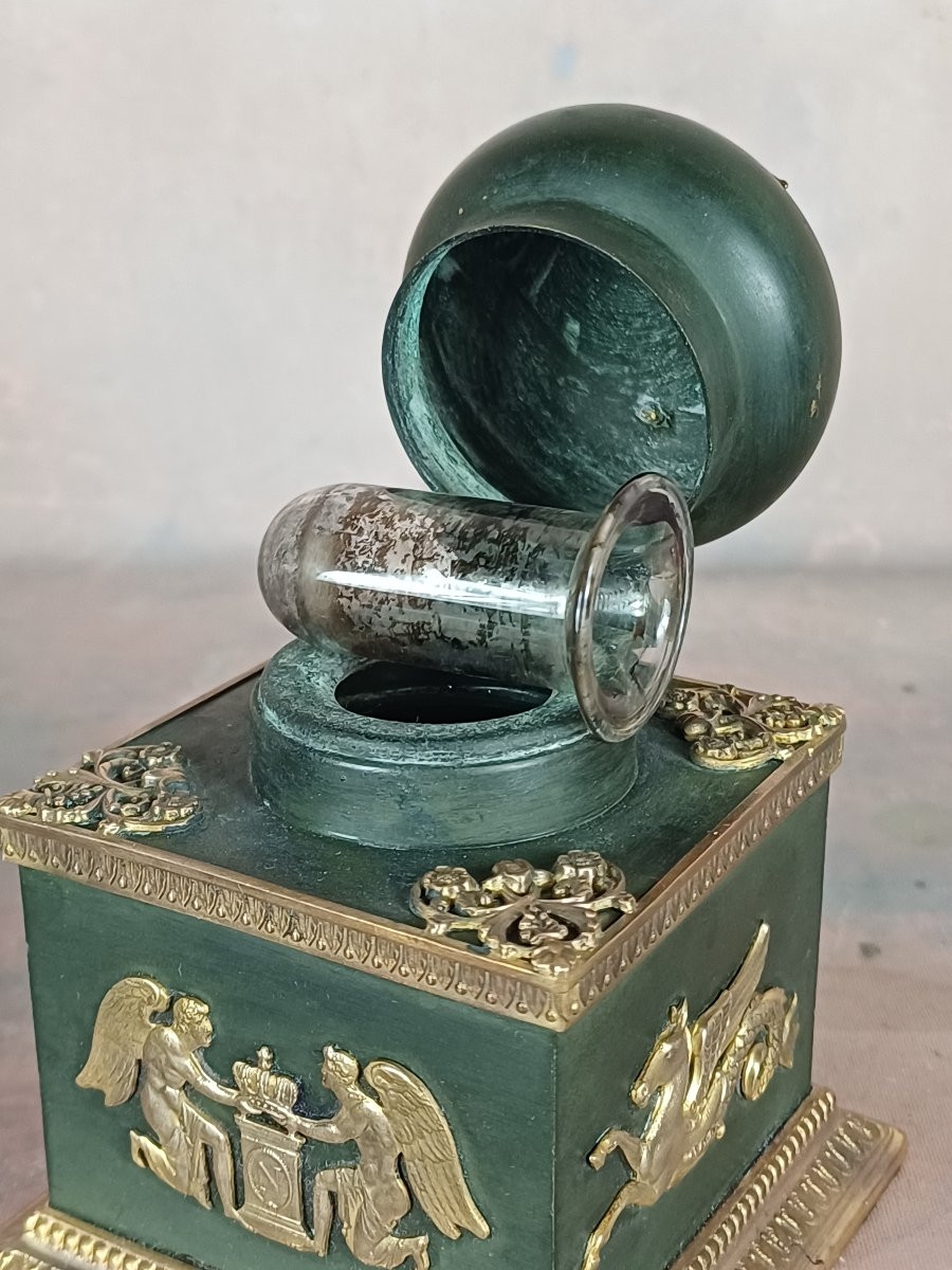 Empire Period Gilt Bronze Inkwell, 19th Century-photo-2