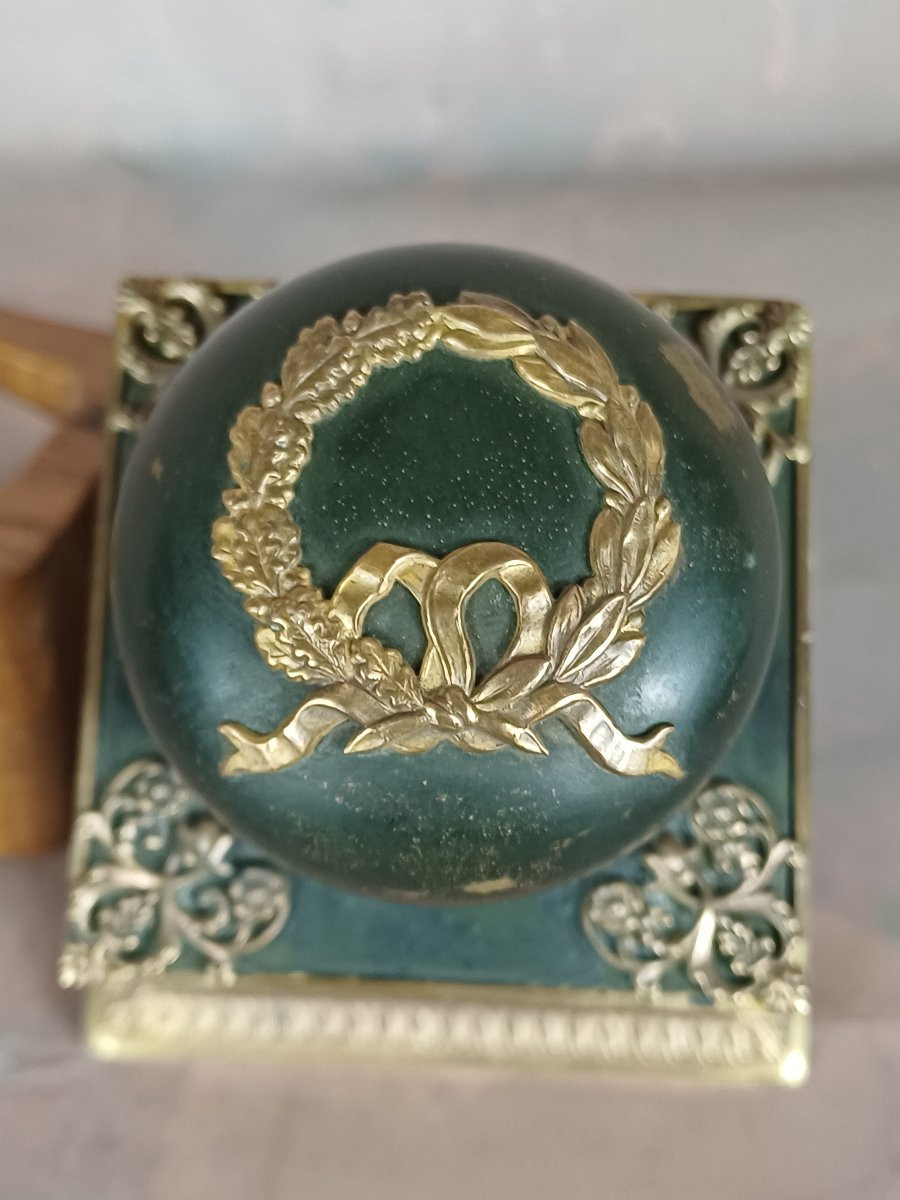 Empire Period Gilt Bronze Inkwell, 19th Century-photo-1