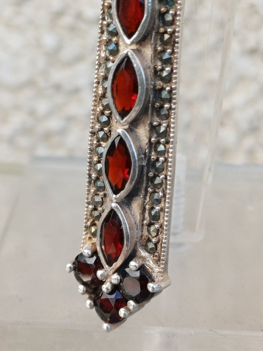 Croix pectorale épiscopale argent massif grenats-photo-2
