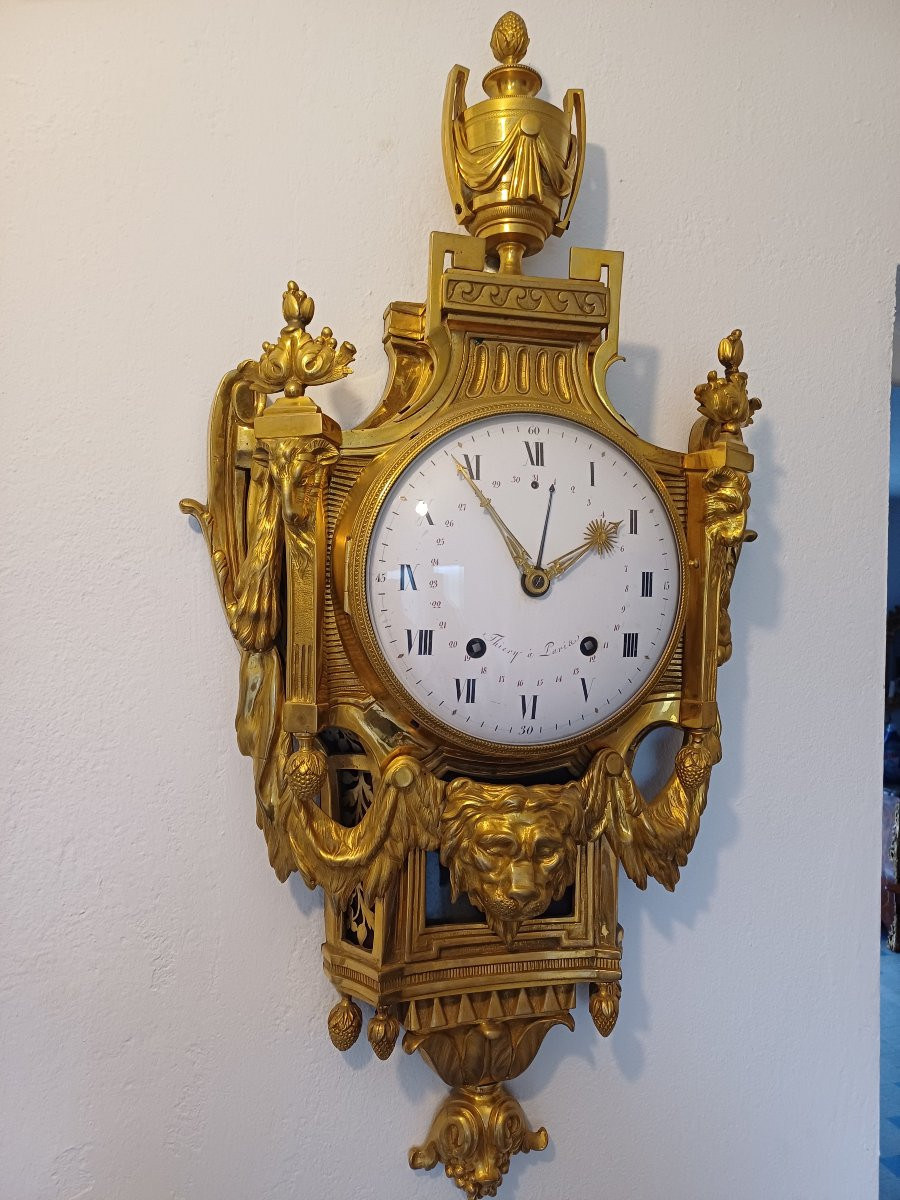 Gilt Bronze Cartel Clock By Delafosse And Thiery, Late 18th Century, Depicting The Nemean Lion-photo-2