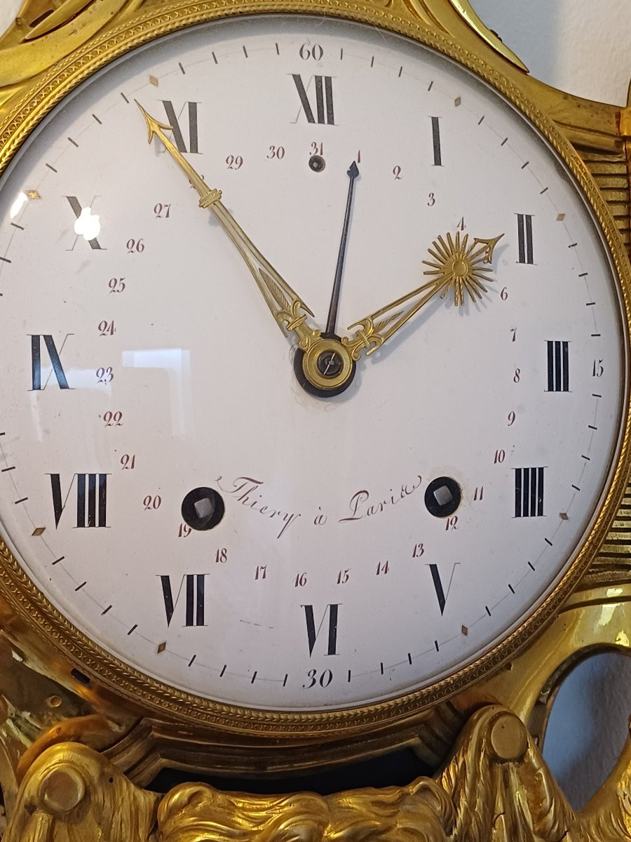 Gilt Bronze Cartel Clock By Delafosse And Thiery, Late 18th Century, Depicting The Nemean Lion-photo-3