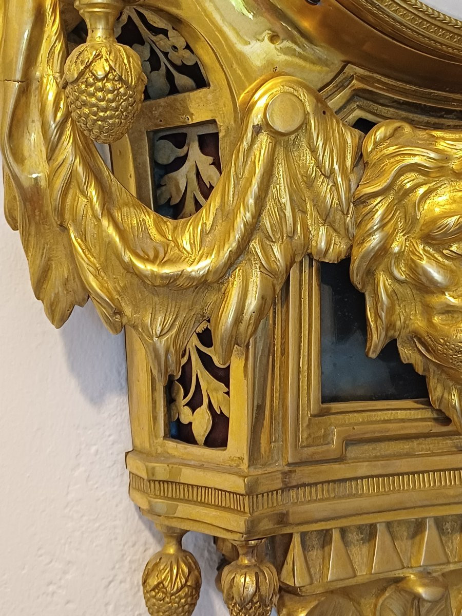 Gilt Bronze Cartel Clock By Delafosse And Thiery, Late 18th Century, Depicting The Nemean Lion-photo-2