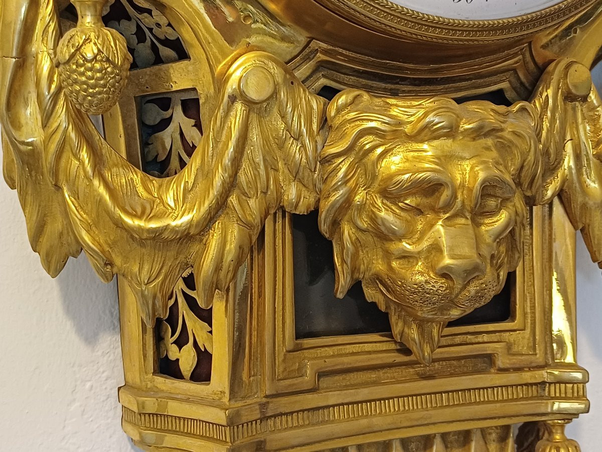 Gilt Bronze Cartel Clock By Delafosse And Thiery, Late 18th Century, Depicting The Nemean Lion-photo-3