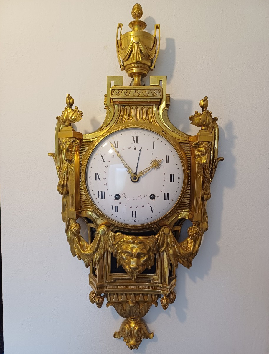 Gilt Bronze Cartel Clock By Delafosse And Thiery, Late 18th Century, Depicting The Nemean Lion