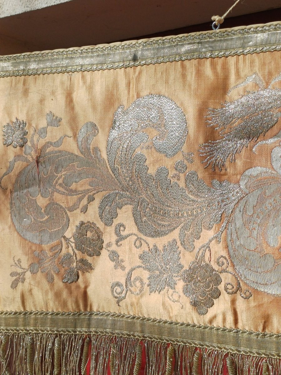 Dais de procession chasuble Oie pélicane broderie fil d'argent-photo-4