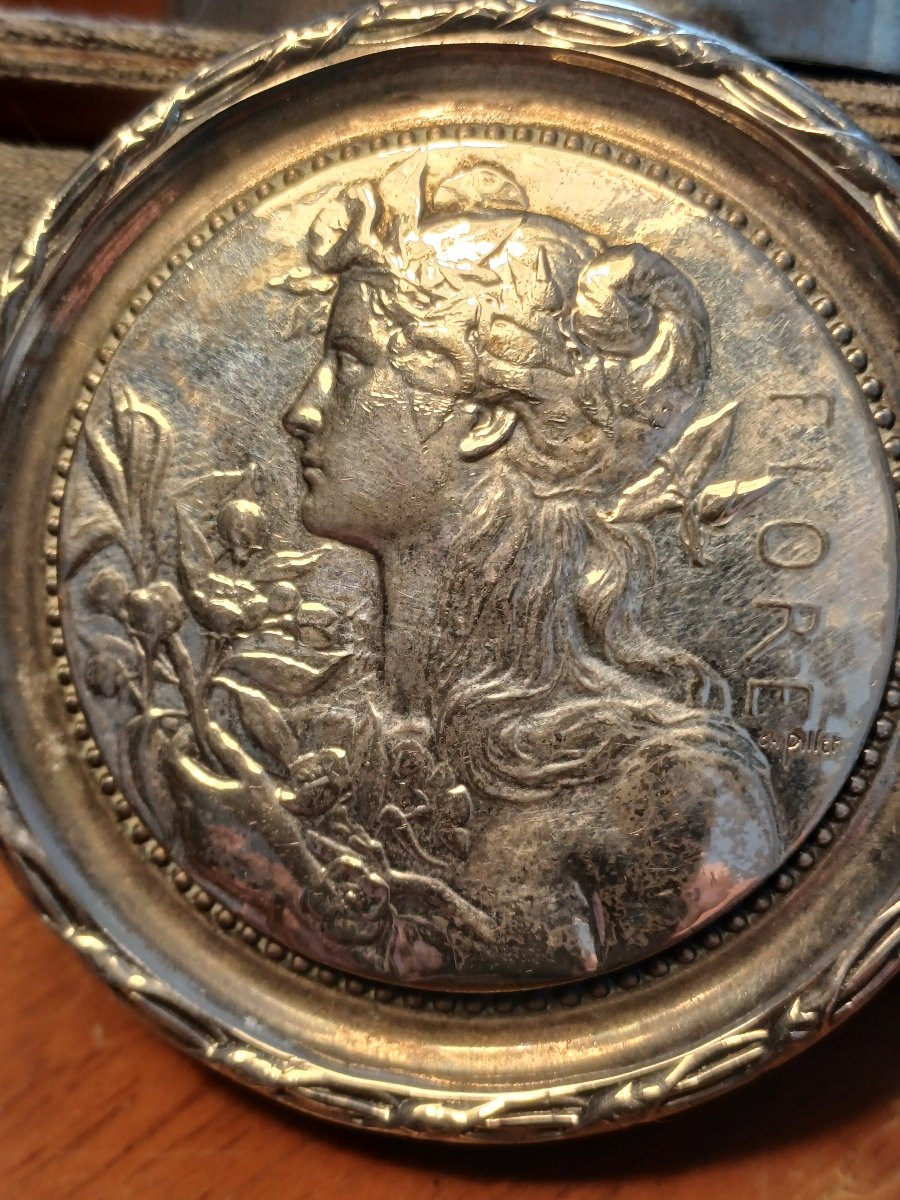 Boite art nouveau Flore et Pomone signé Charles Pillet-photo-4