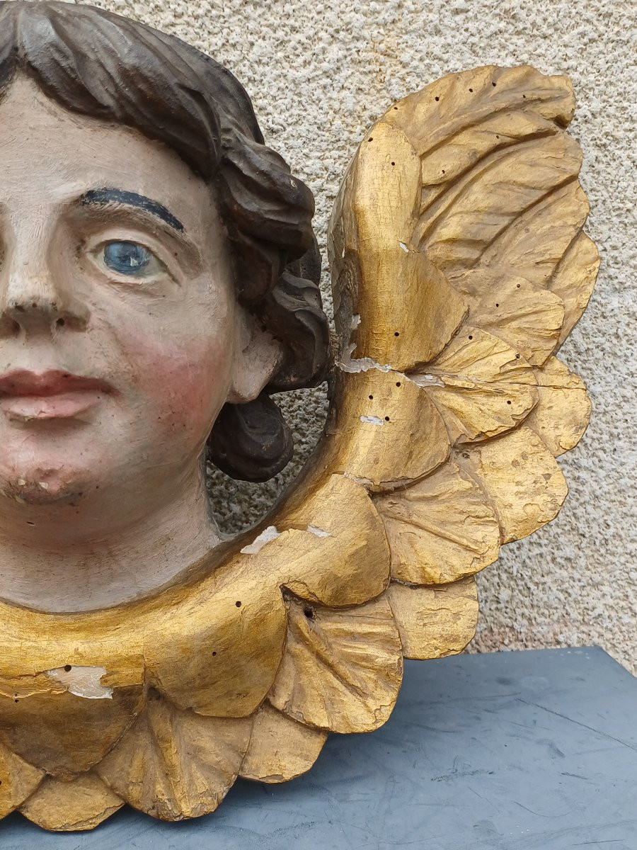Tête d'Ange bois doré putti chérubin 19ème-photo-2