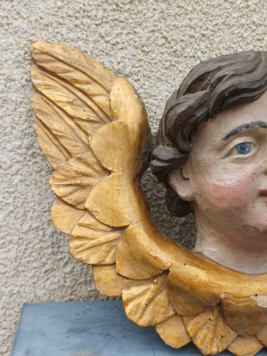 Tête d'Ange bois doré putti chérubin 19ème-photo-4