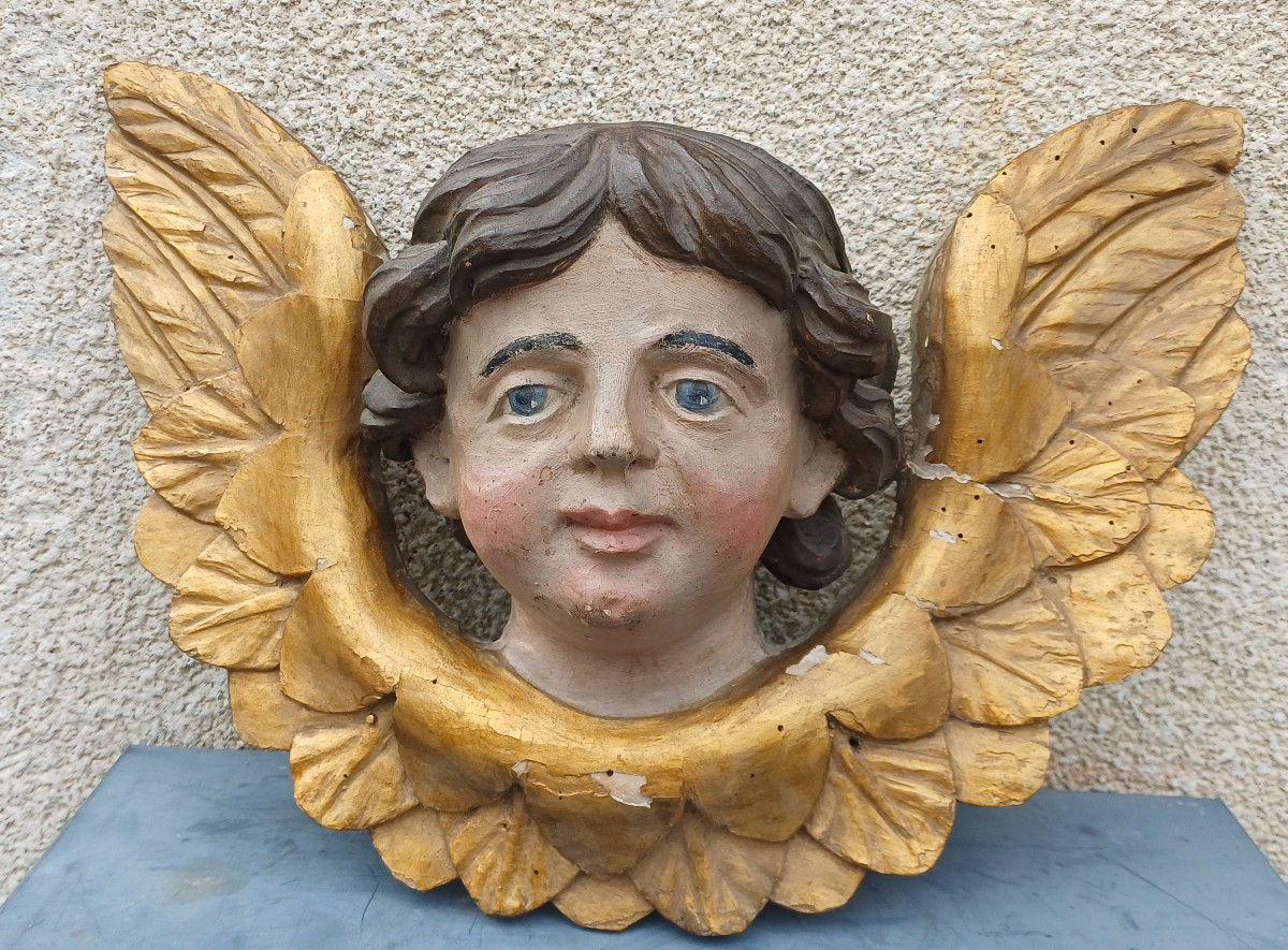 Tête d'Ange bois doré putti chérubin 19ème