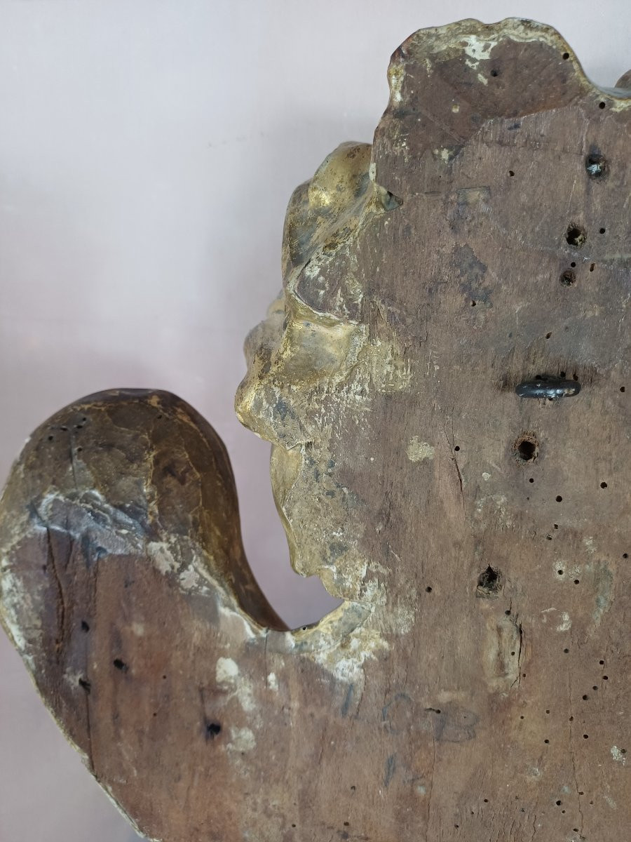 Paire de têtes d'Anges bois doré putti chérubin 18ème -photo-8