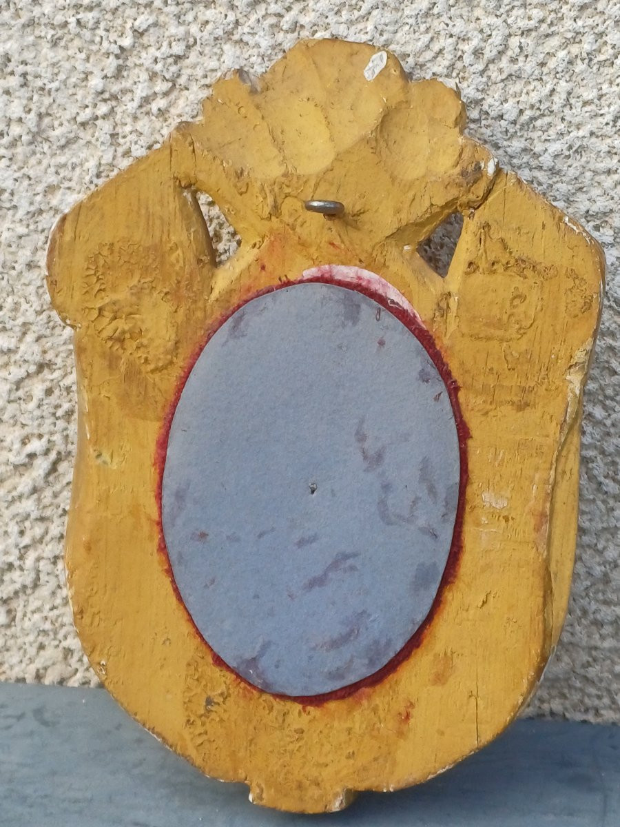 Souvenir royaliste portrait de Louis XVI porcelaine et bois doré -photo-2