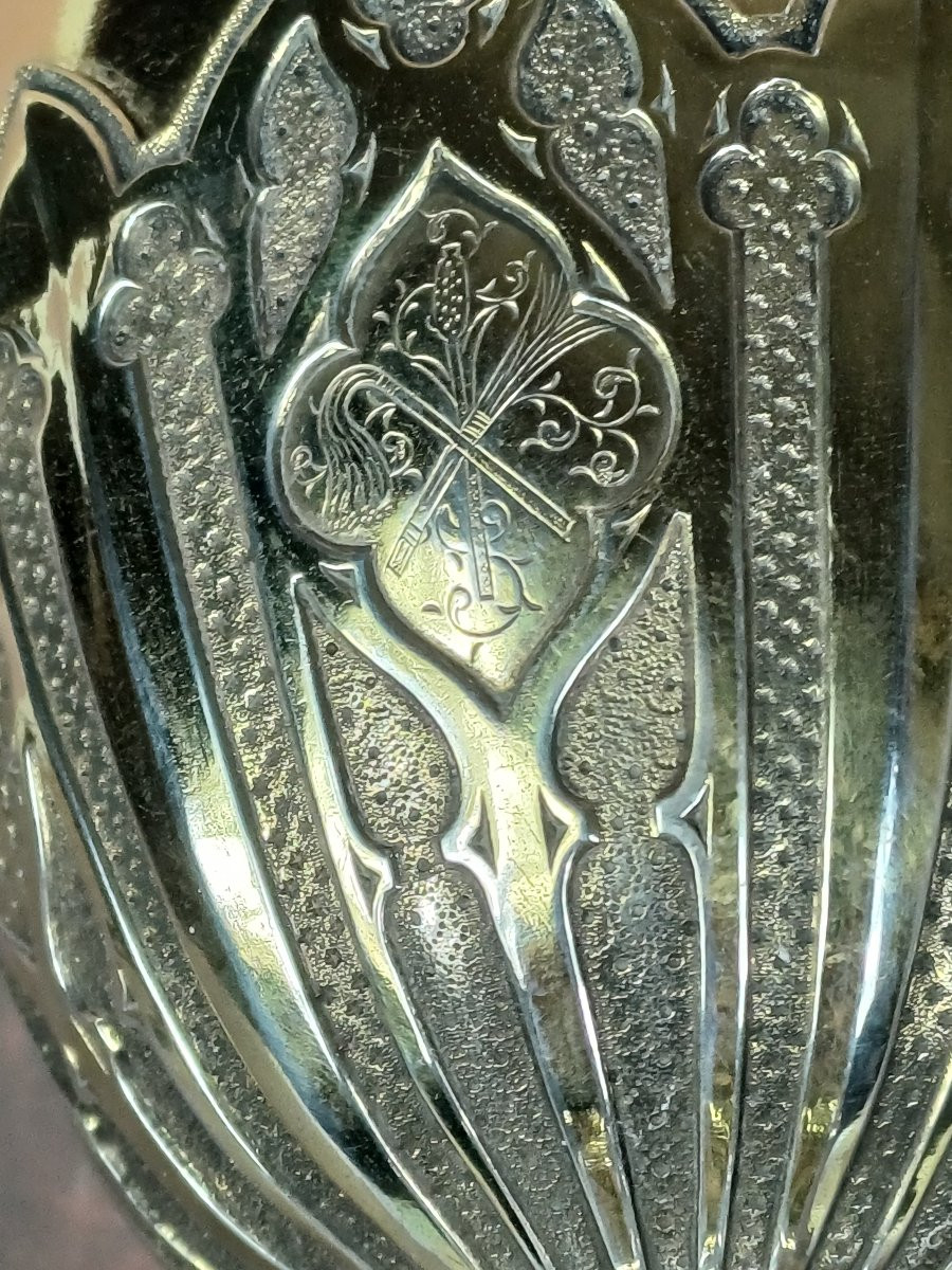 Calice n&eacute;o-gothique argent massif par Armand-Calliat Thomas Joseph-photo-4