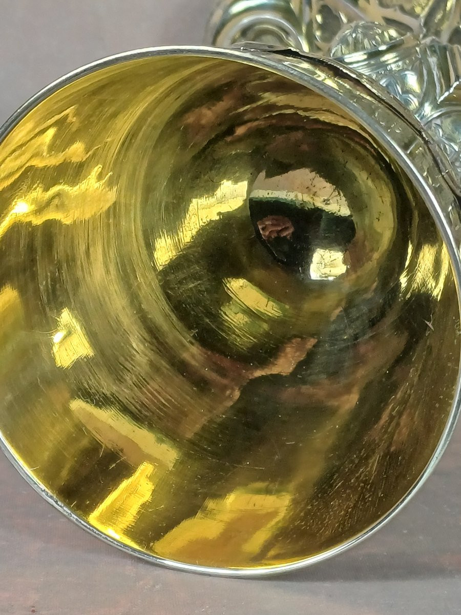 Calice n&eacute;o-gothique argent massif par Armand-Calliat Thomas Joseph-photo-8