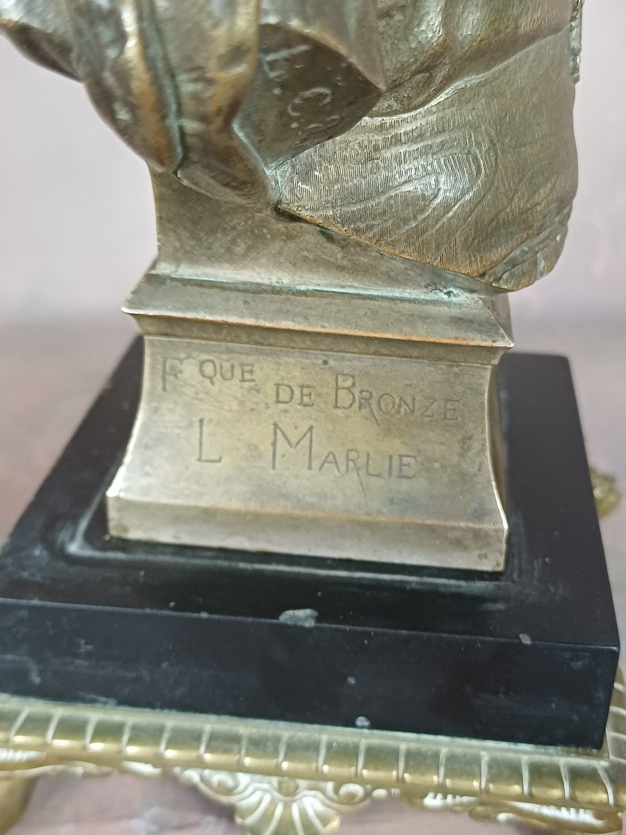 Buste du Cardinal de Bonald Lyon bronze patine 19ème-photo-2