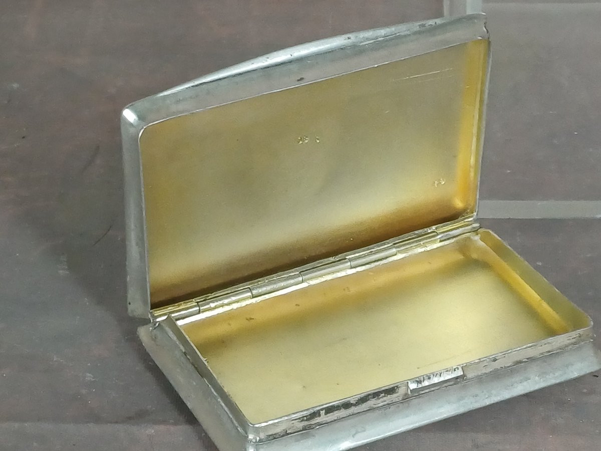 Enameled Silver Snuffbox Braque Hunting Dog-photo-2