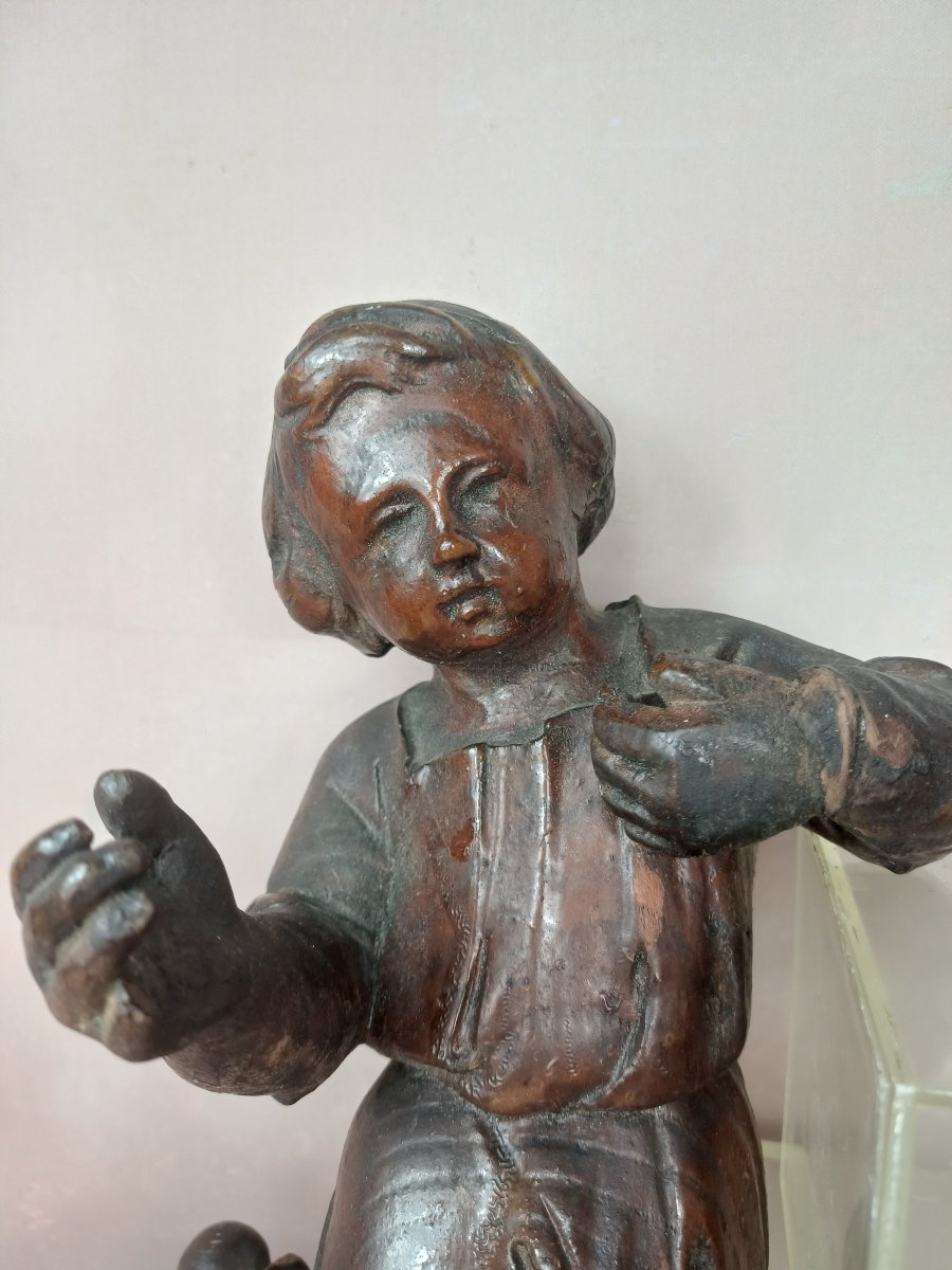 Paire d'anges en bois sculpté putti-photo-2