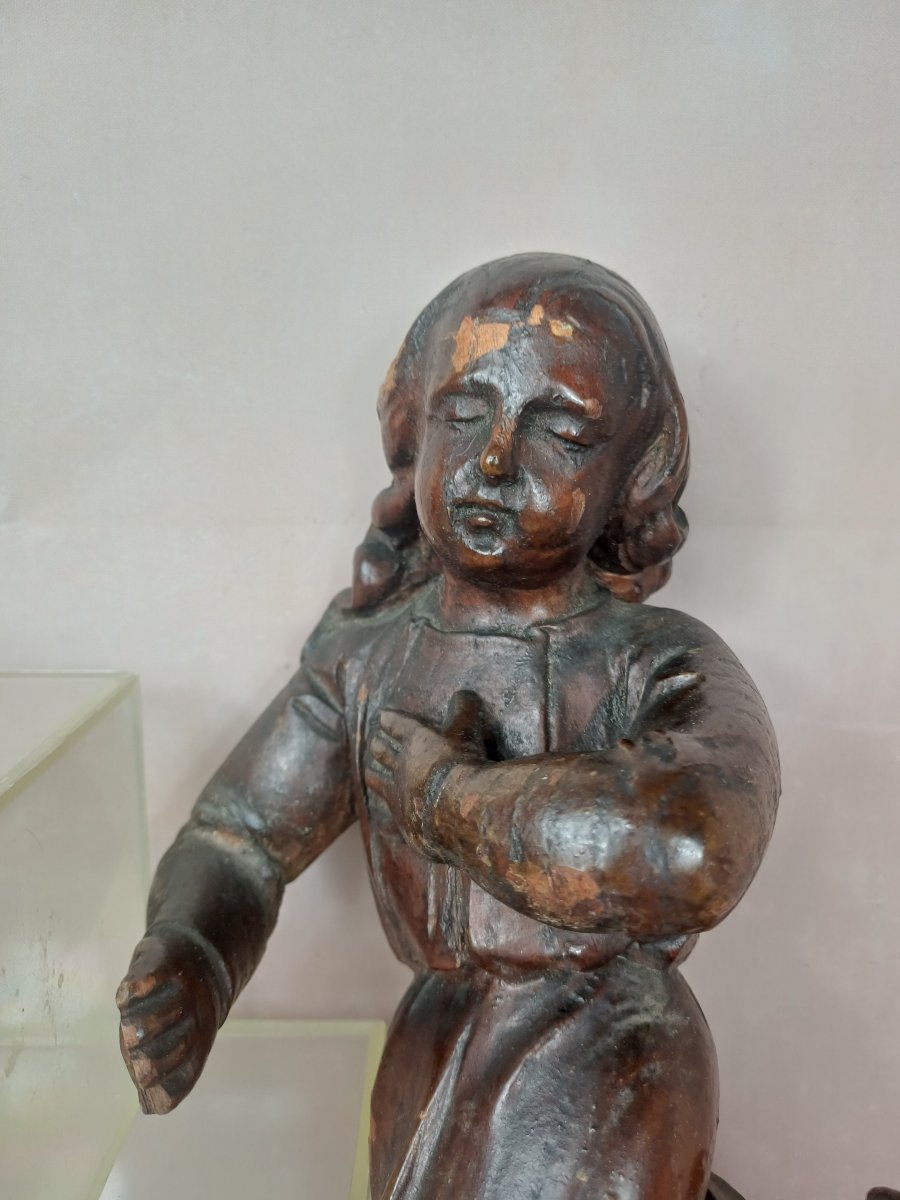 Paire d'anges en bois sculpté putti-photo-3