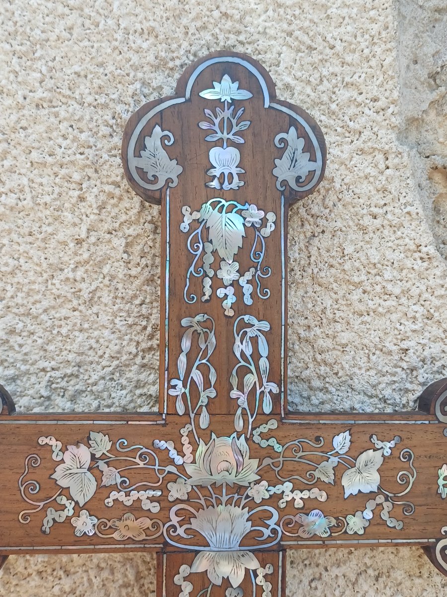 Croix en marqueterie de nacre Indochine -photo-2