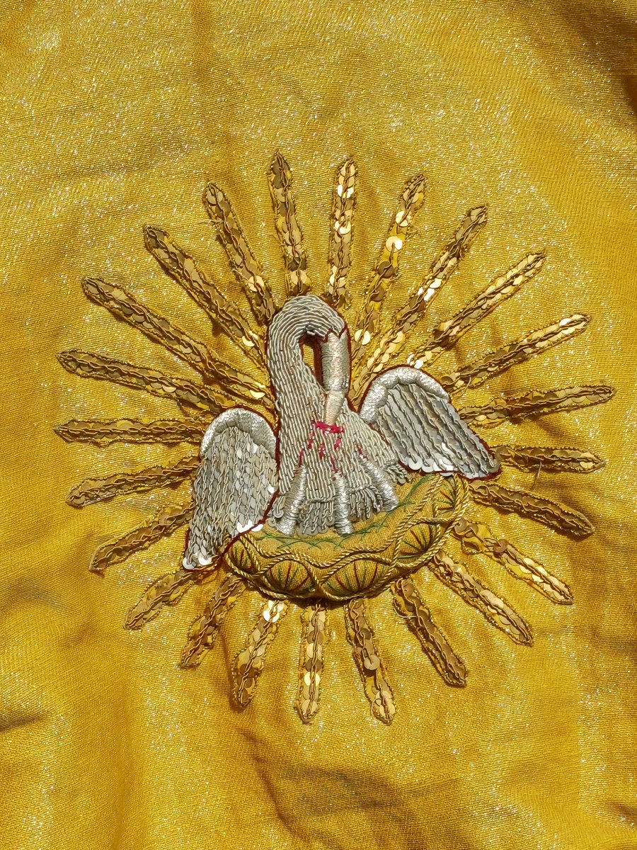 Pluvial chape drap d'or et broderies fil d'or XIXème-photo-3